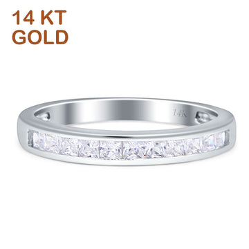 Half Eternity Princess Cut Stackable Wedding Band